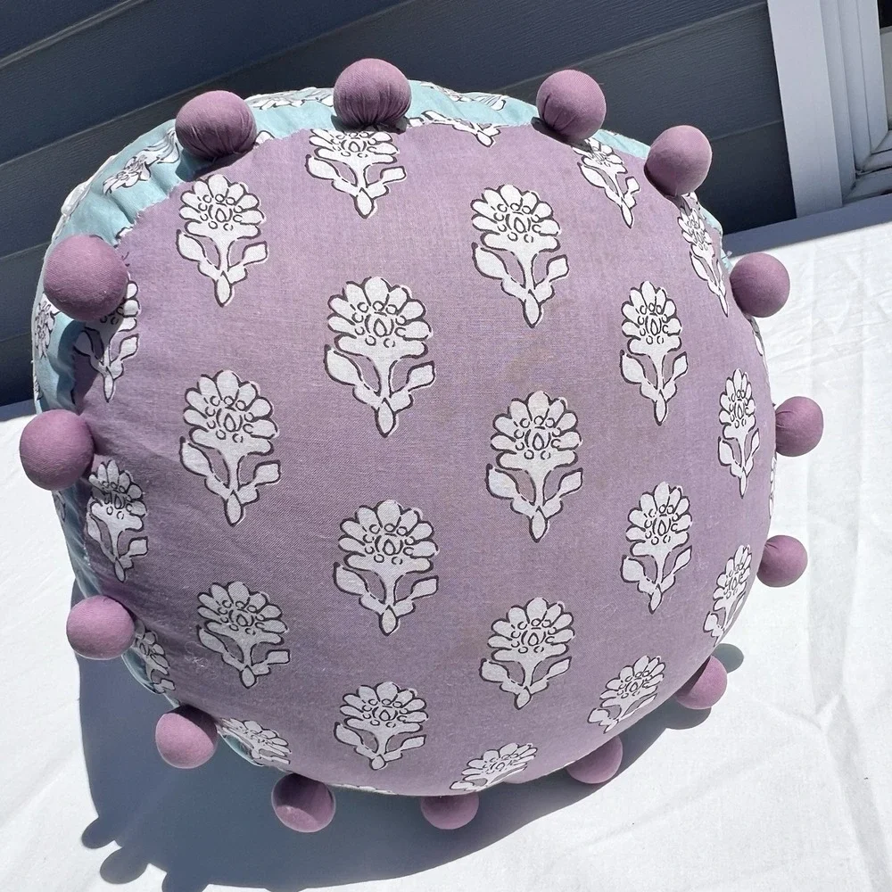 Pottery Barn Kids Pillow Cotton Sofa Chair Bed Lumbar Body 10x31 Floral Lavender